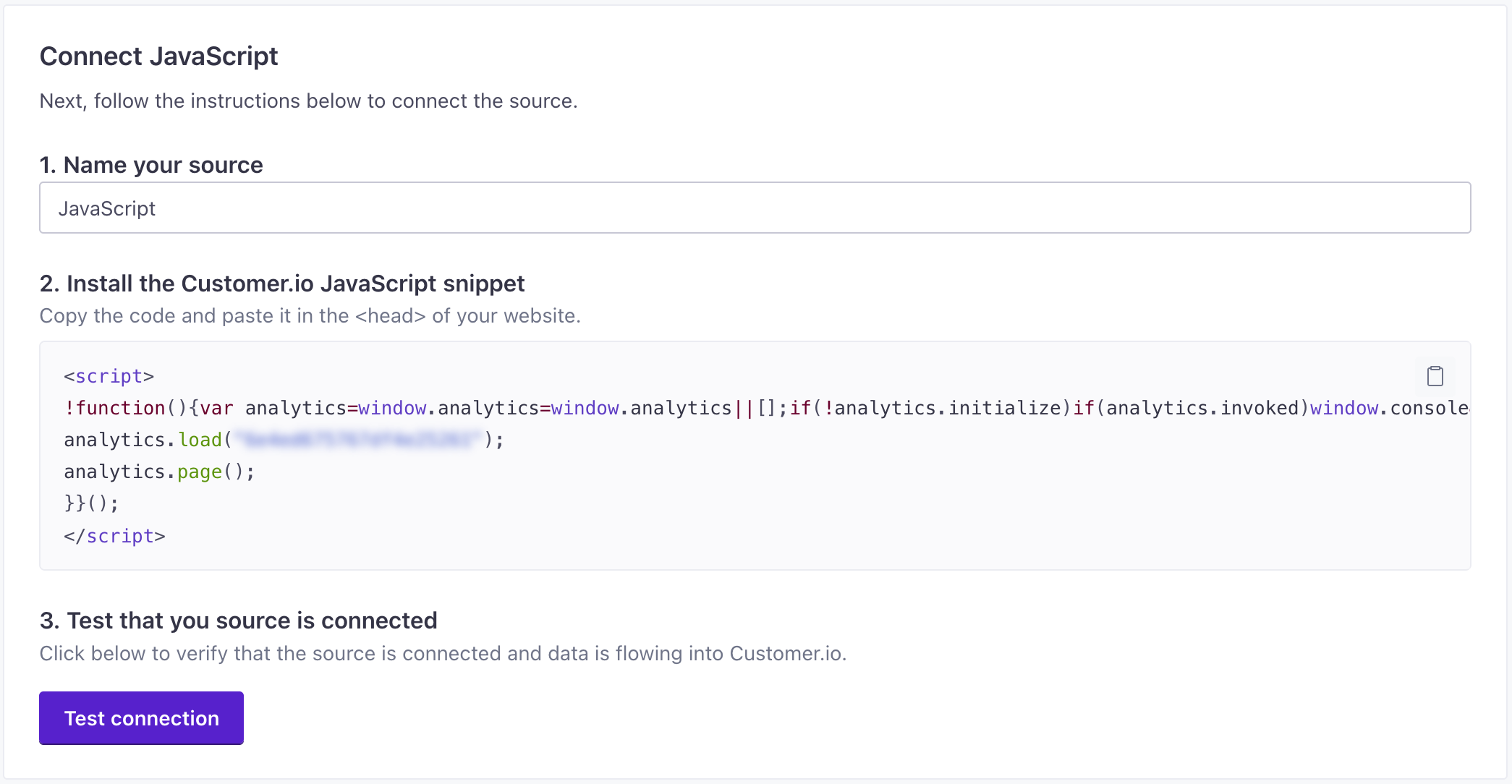 configure the javascript source