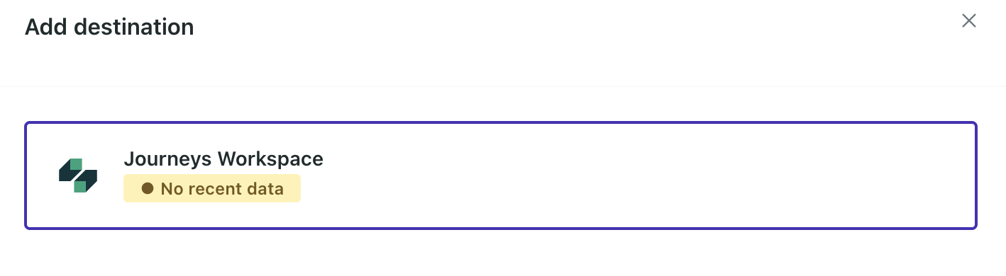 A screen where you can select your Journeys workspace