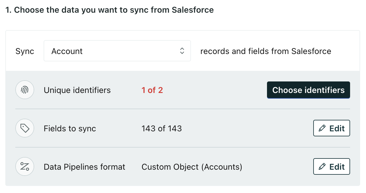 choose the identifiers and fields you want to use in destinations