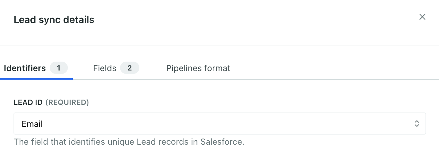 the lead ID for a salesforce sync set to email