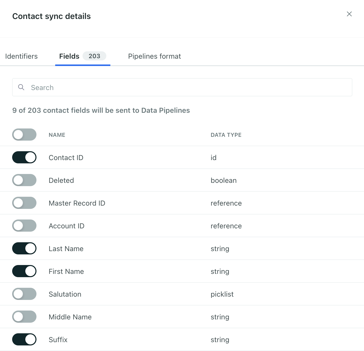 Set a user ID field and turn off fields you don't want to send through your pipeline