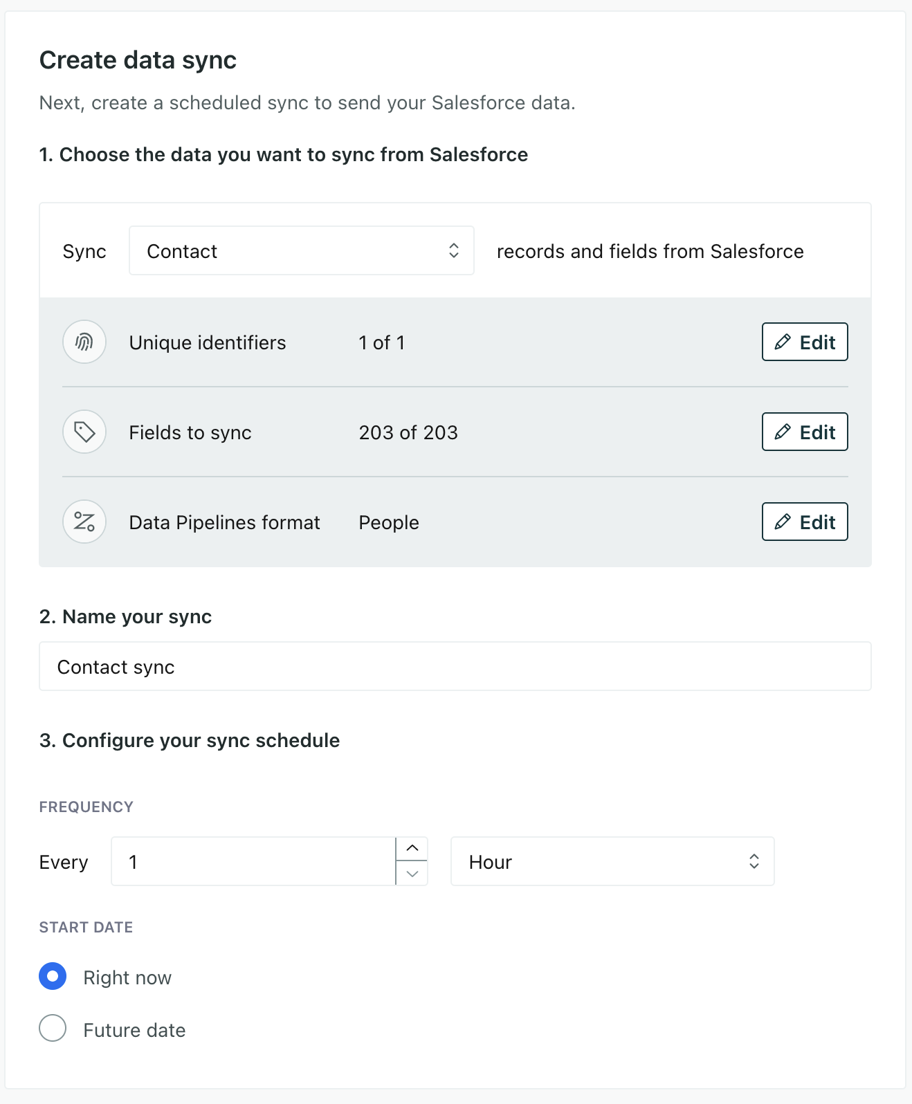 Set up your first Salesforce sync