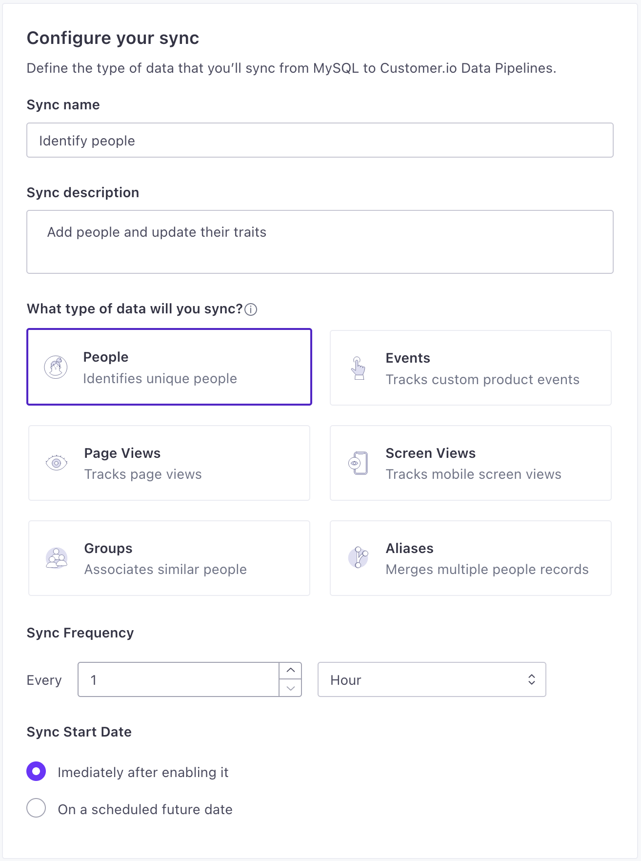 add a sync and determine the data you want to capture