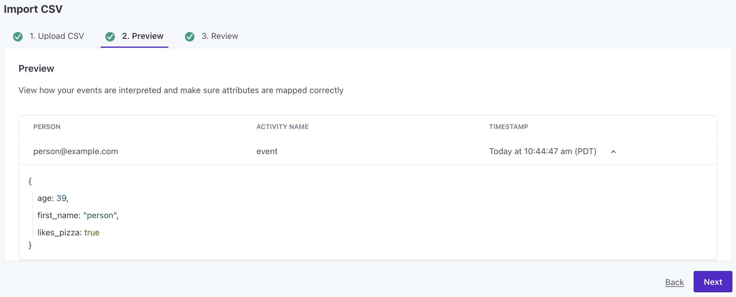 See the JSON representation of your event