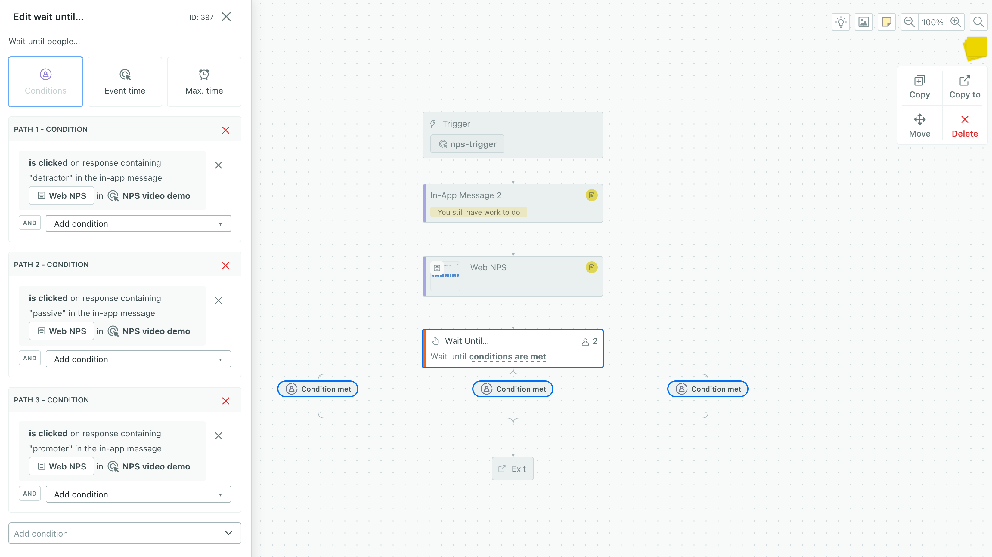 set up your microsurvey's conditions to respond based on the option our audience taps