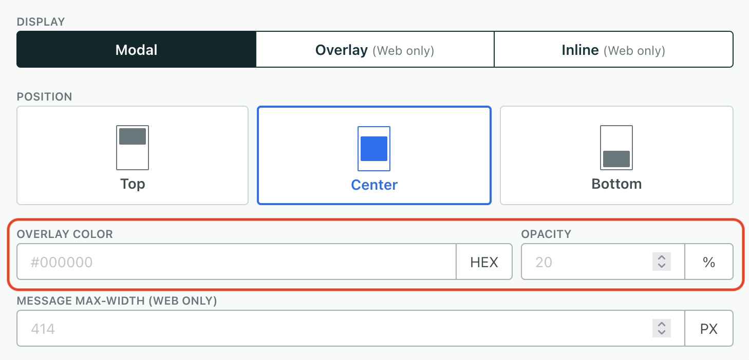 Set the background overlay color of a message to fit your use case and medium