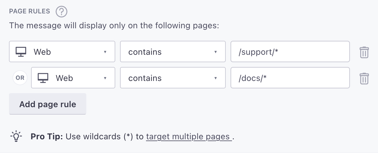 Use page events to determine when and where in-app messages appear