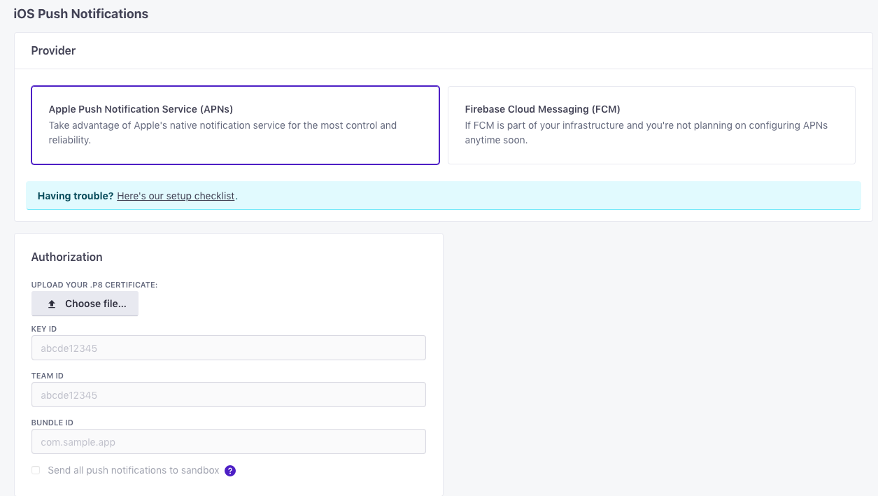 Push Settings - iOS_provider (APNs)