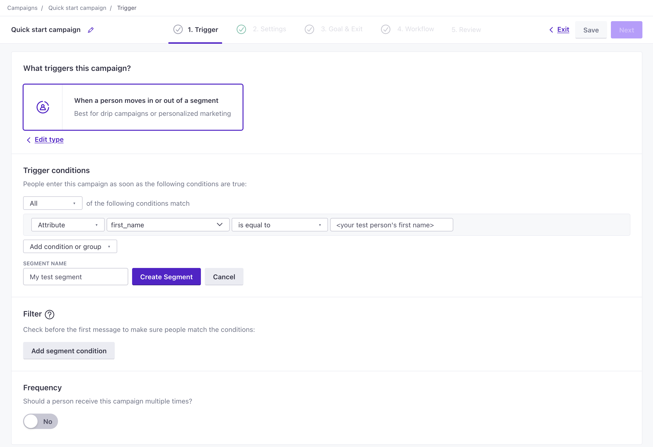 Set up the conditions that cause people to join the segment.