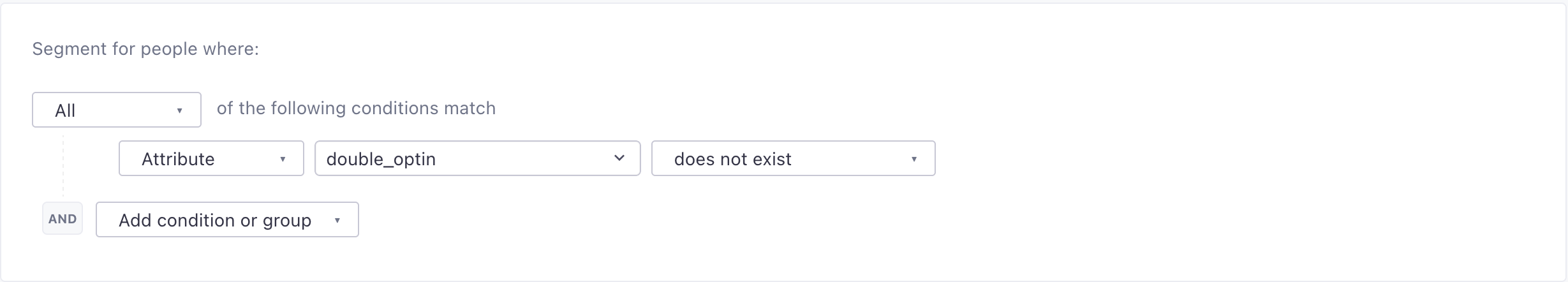 A data-driven segment with the condition attribute double_optin does not exist