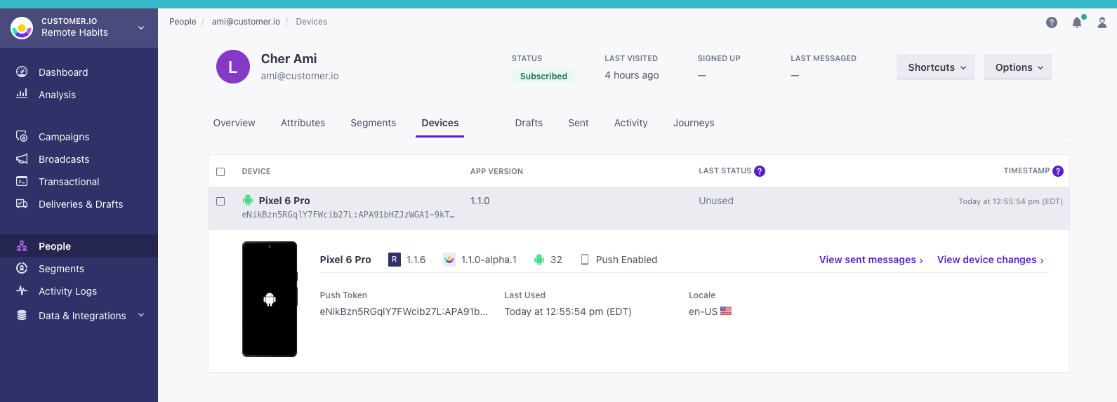 Segment and filter people based on device attributes