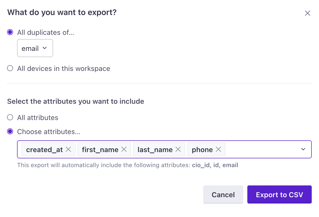 Export duplicates and devices for troubleshooting purposes