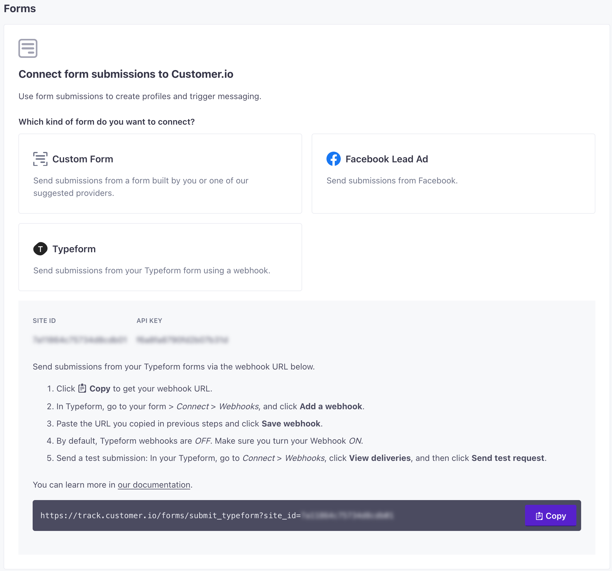 Direct integration with Typeform