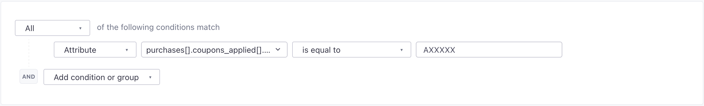 use an array of objects in a segment condition