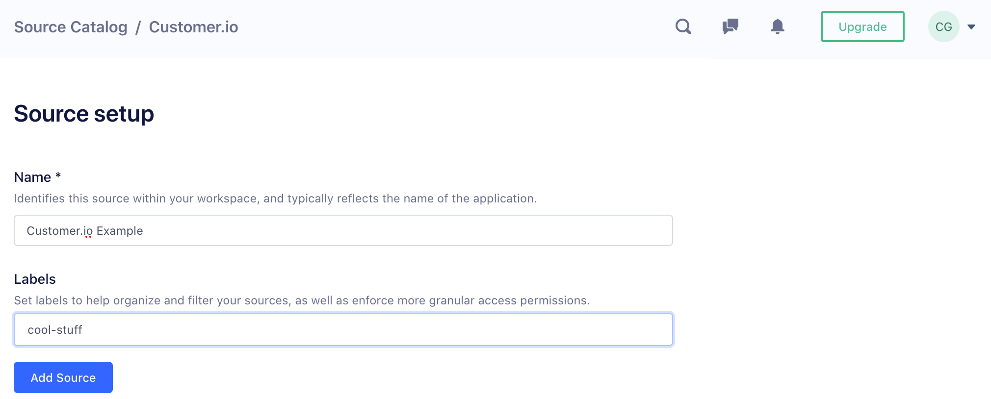 Segment Sources setup