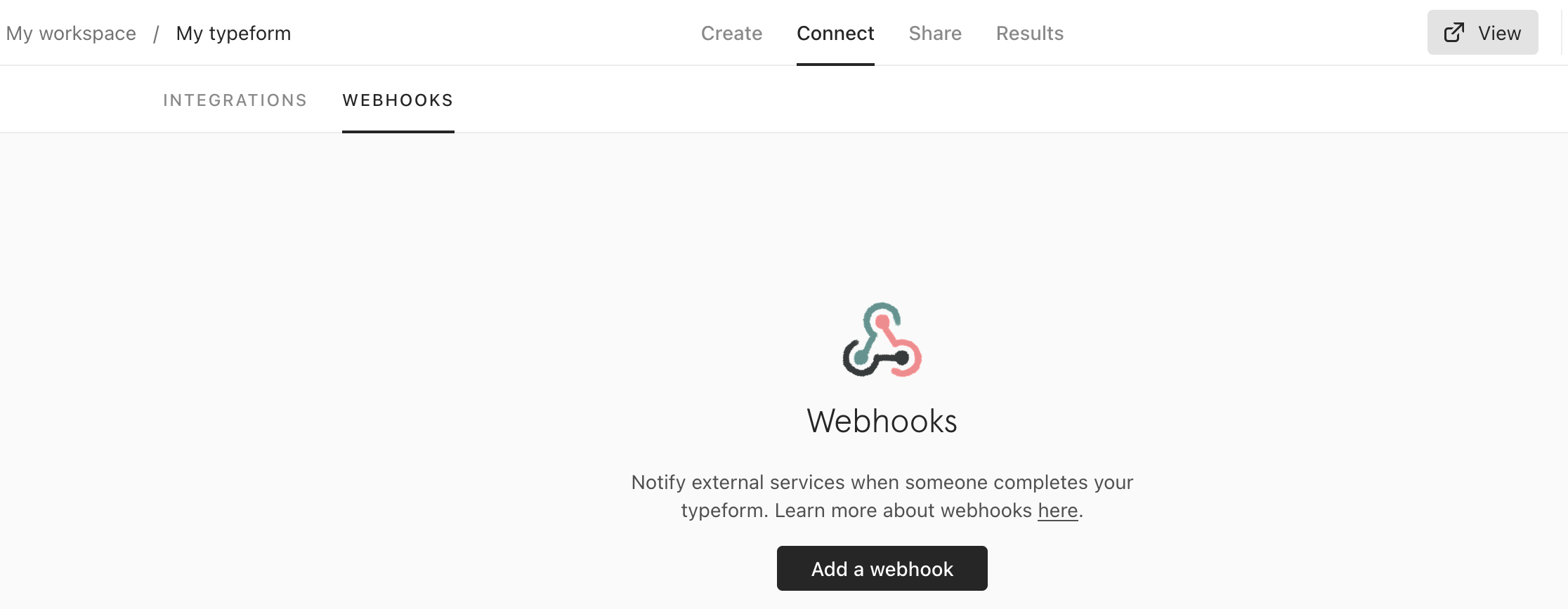 Add a webhook in Typeform