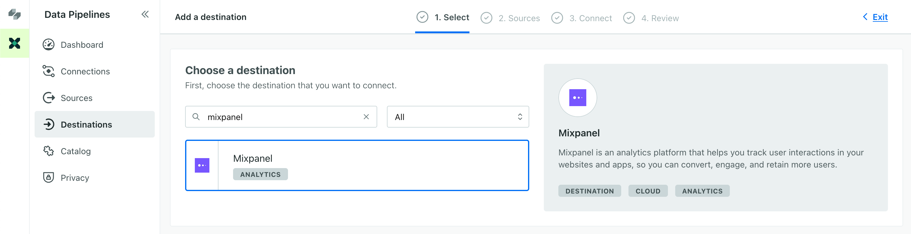 Determine where you want to send your NPS metrics. We're using Mixpanel as an example.