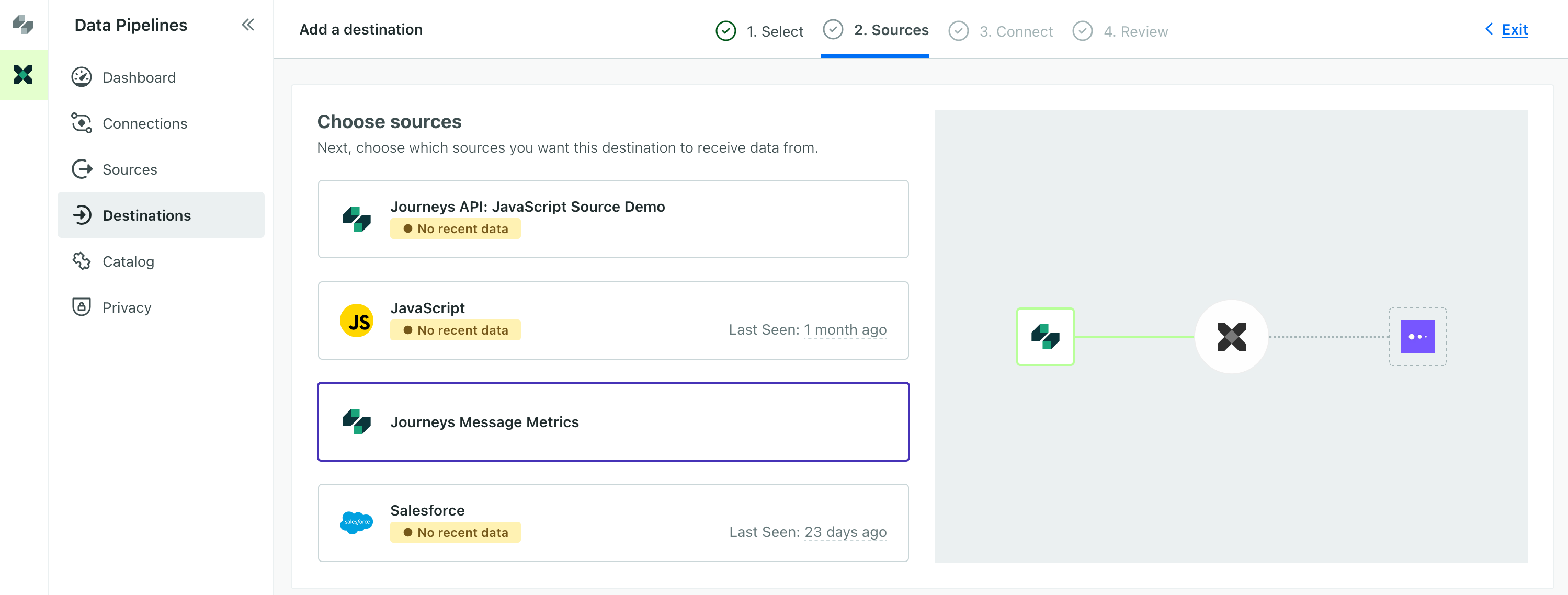 Select the Journeys Workspace source to send data from your workspace to Customer.io